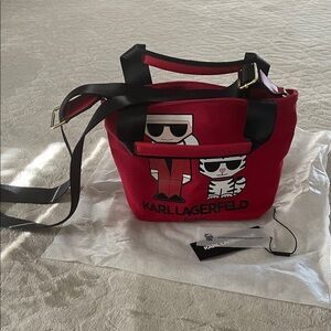 Karl Lagerfeld Red and Black Tote Bag